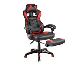 Pu Leather Gaming Chair With Retractable Footrest, Headrest & Lumbar Support